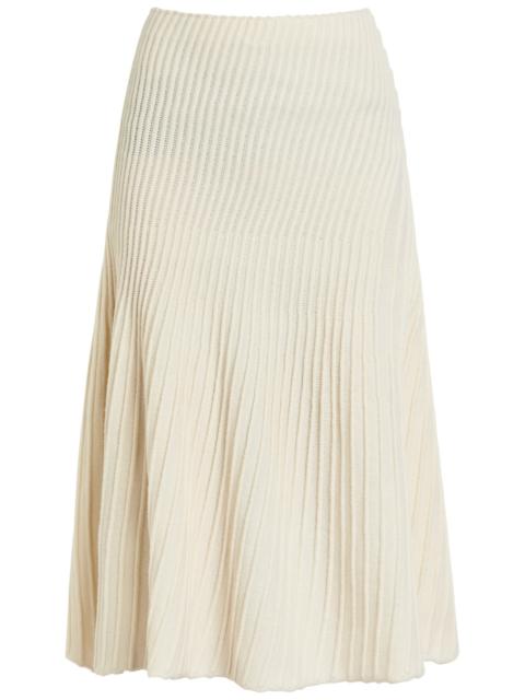 Alaïa Twisted Asymmetric Wool and Cashmere-blend Midi Skirt