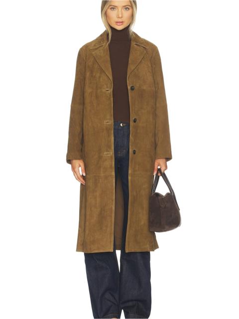 Suede Leather Long Coat
