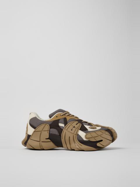 Beige and Gray Textile Sneakers