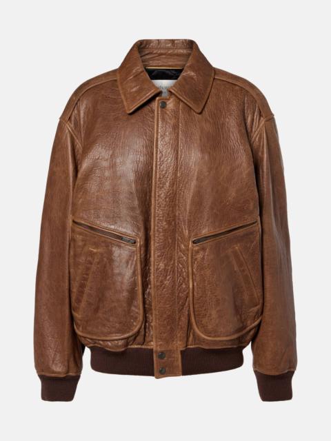 Padded leather blouson jacket