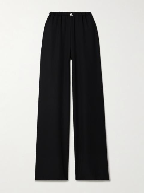 Playa Pearl-embellished Recycled-crepe Wide-leg Pants
