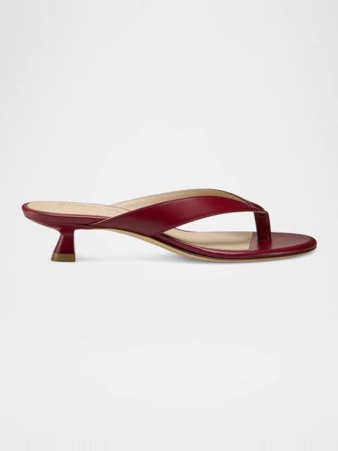 Rio Leather Kitten-Heel Thong Sandals