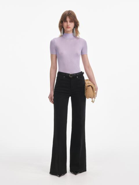 Lilac Viscose Knit Short Sleeve Top