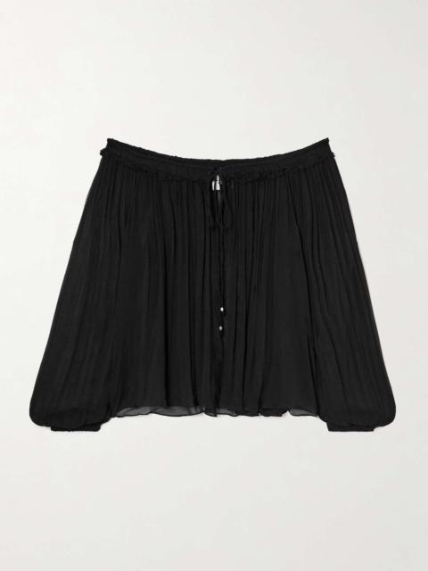 Vutti tie-detailed embellished ruffled crepon blouse Black