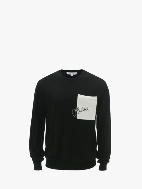 SIGNATURE POCKET CREWNECK JUMPER