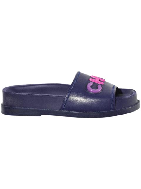 Chanel Logo Mule Sandal Navy Leather