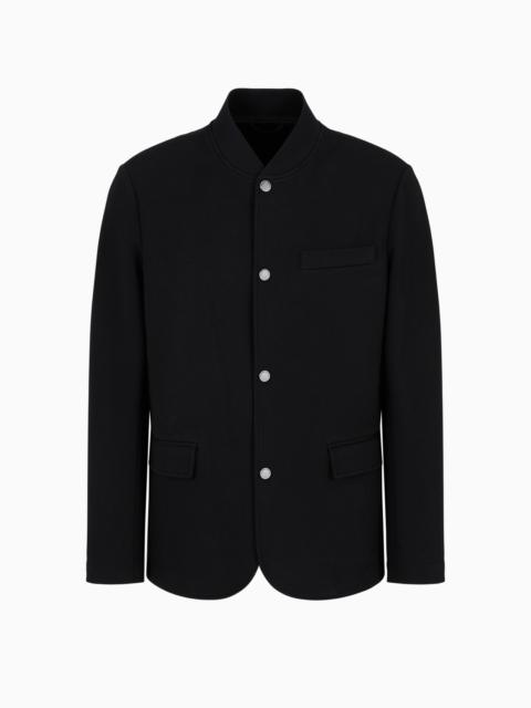 Piqué jersey-fleece jacket with press studs