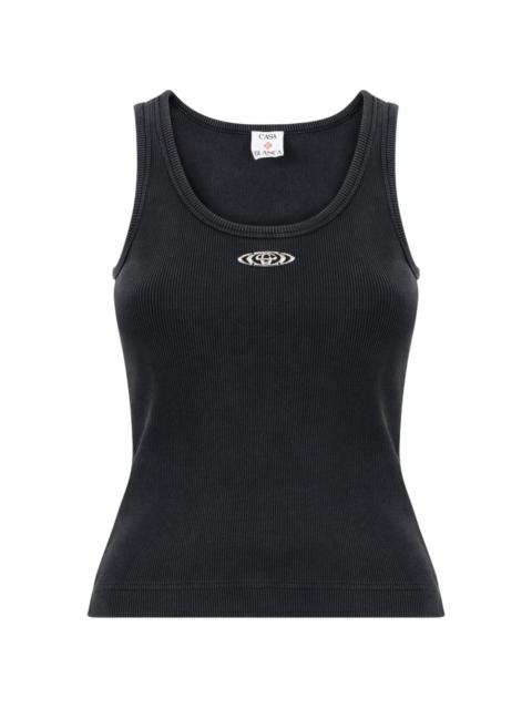 ribbed logo tank top