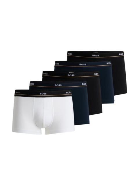 FIVE-PACK OF STRETCH-COTTON TRUNKS WITH LOGO WAISTBANDS