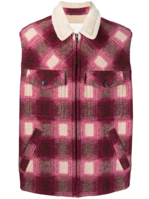 Kiraneo plaid-check zip-up gilet