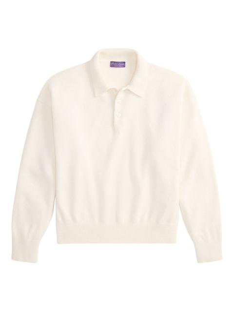 buttoned-collar long-sleeve polo shirt