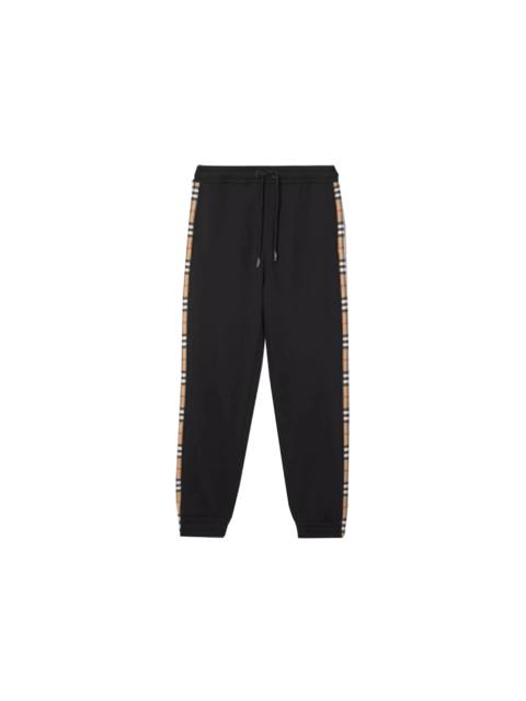 Burberry Vintage Check Panel Cotton Sweatpants Black