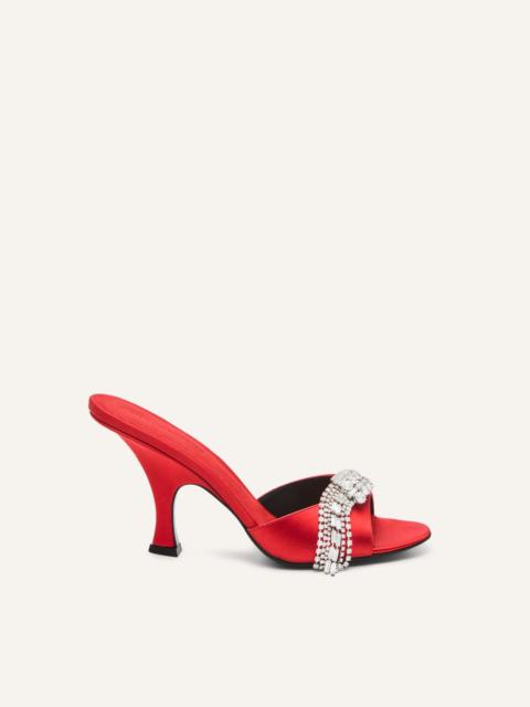 Crystal-embellished satin mules in red