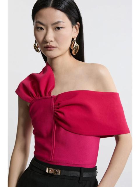 Figure Form Bandage Knit Asymmetric Strap Top