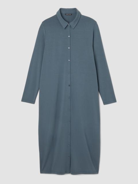 Stretch Jersey Knit Classic Collar Oval Dress