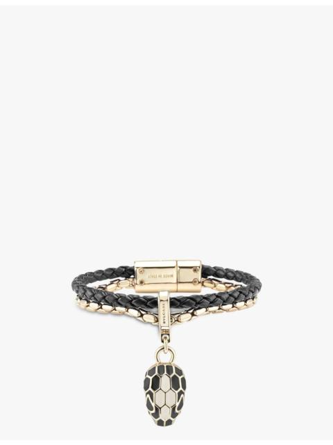 Serpenti Forever extra-small brass, leather and quartz charm bracelet