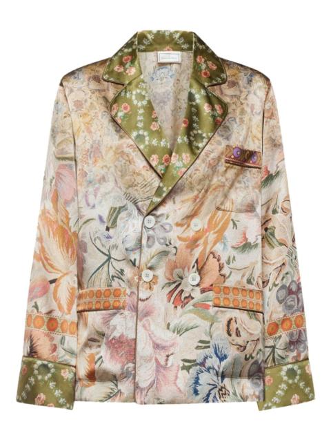floral-print double-breasted jacket