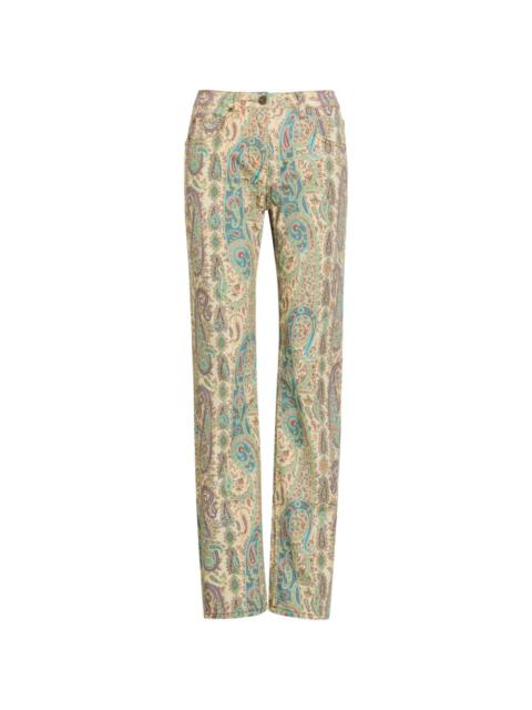 paisley-pattern straight-leg jeans