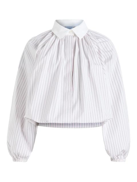 pinstripe-pattern cotton blouse