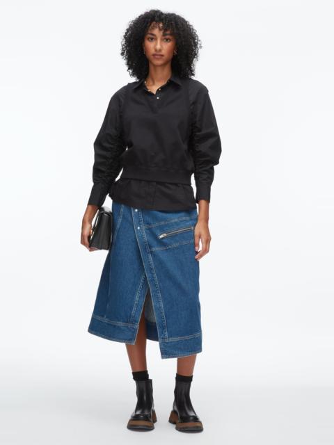 Layered Vest Ruched Sleeve Shirt