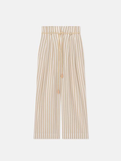 Striped Belted Linen Pants