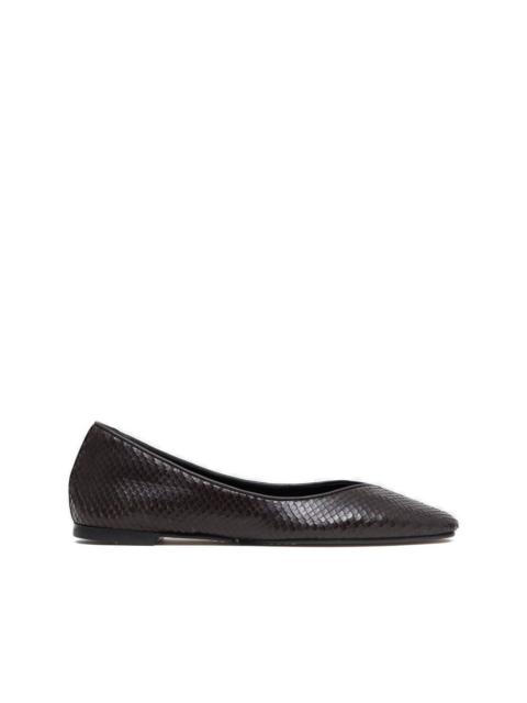 snakeskin leather ballet flats