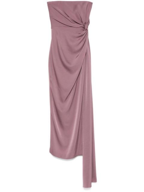 twist-detail satin midi dress