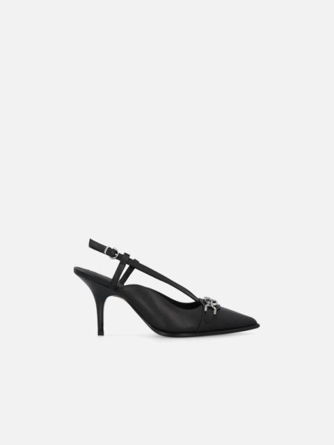 SLING-BACK PUMPS IN NAPPA LEATHER WITH STRAPS AND STILETTO HEEL