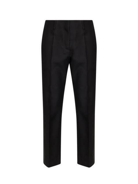 Black rounded wool silk tailored cropped trousers