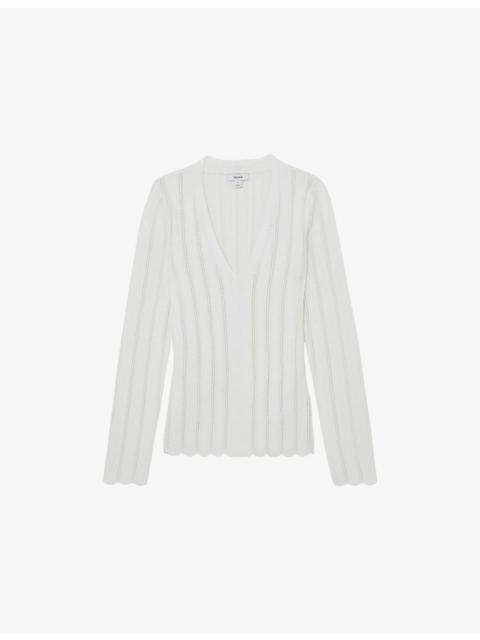 Loui Open-Stitch V-Neck Knitted Jumper