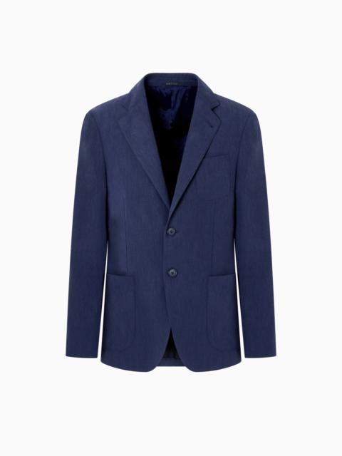 UPTON LINE SINGLE-BREASTED JACKET IN LINEN CANVAS