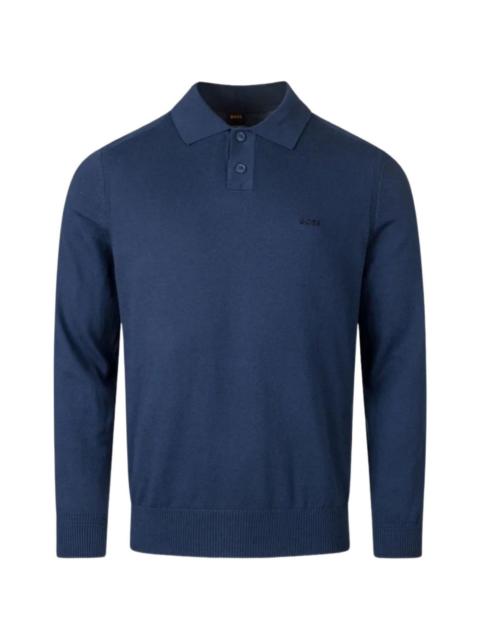logo-embroidered buttoned polo top