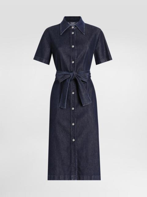 Silk denim shirt dress