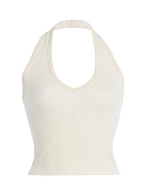 Cotton-Blend Halter Top ivory