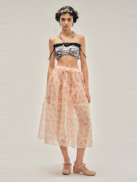Sheer Overlay Long Flounce Skirt