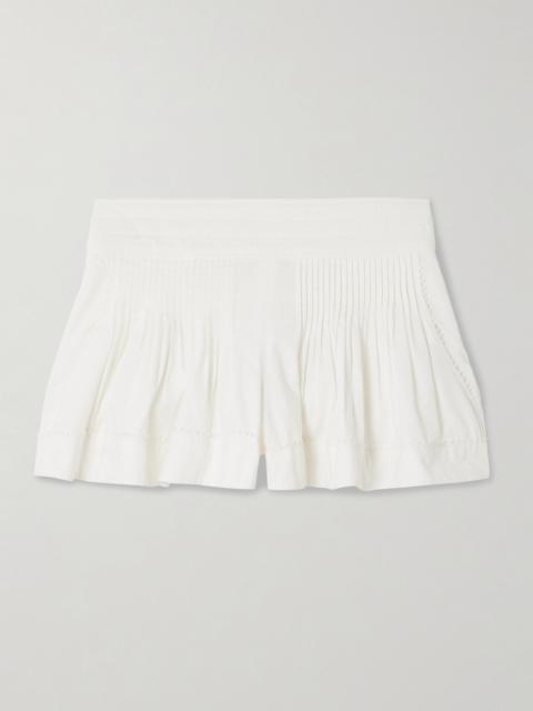 Cybila Pintucked Cotton Shorts