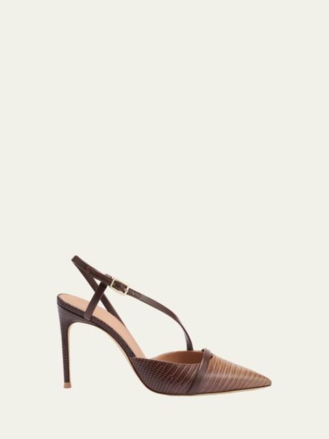 90mm Valeria Embossed Leather Pumps