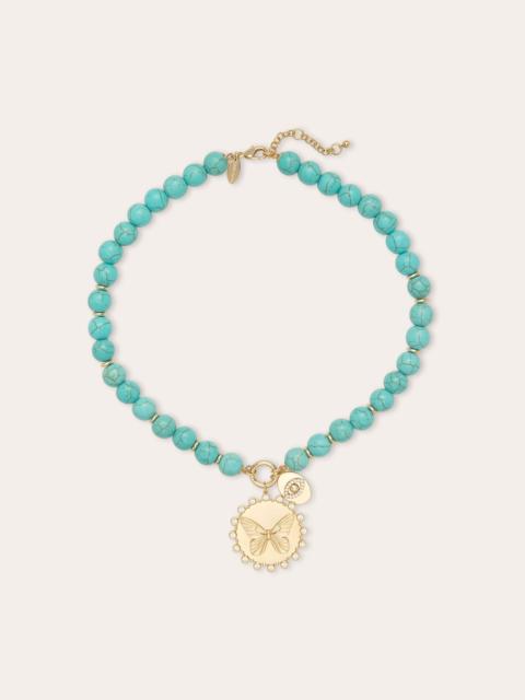 Reva Butterfly Charm Beaded Necklace