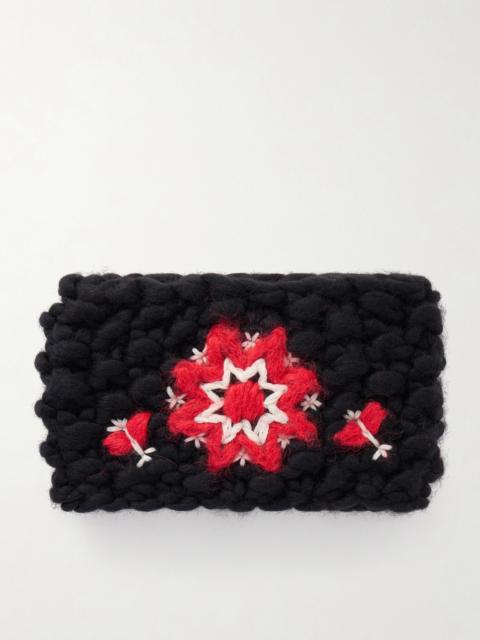 Embroidered Wool-blend Headband
