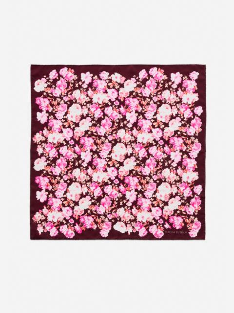Floral silk square scarf in burgundy