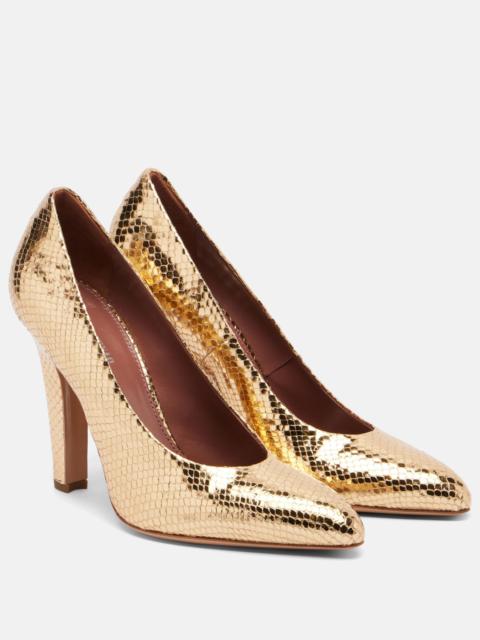 Elsa 100 metallic leather pumps