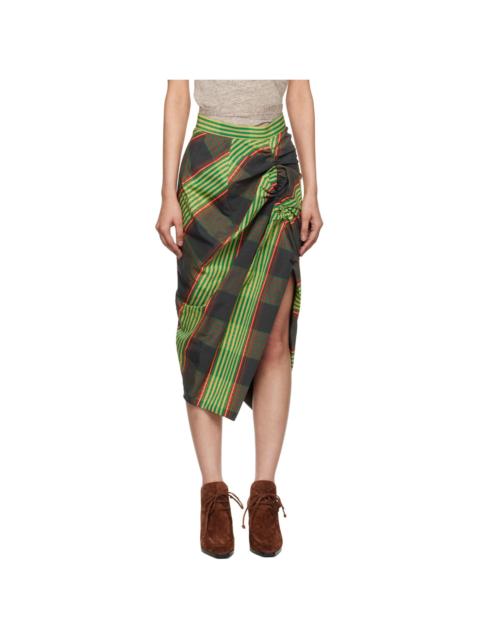 Green Side Panther Midi Skirt