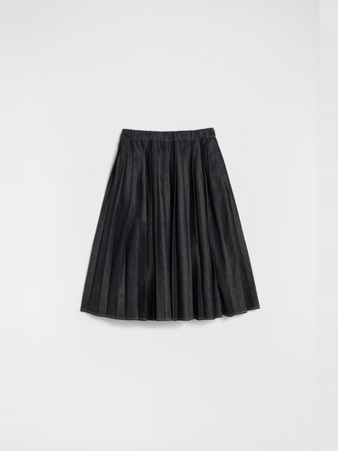 Lightweight Denim Pleated Skirt