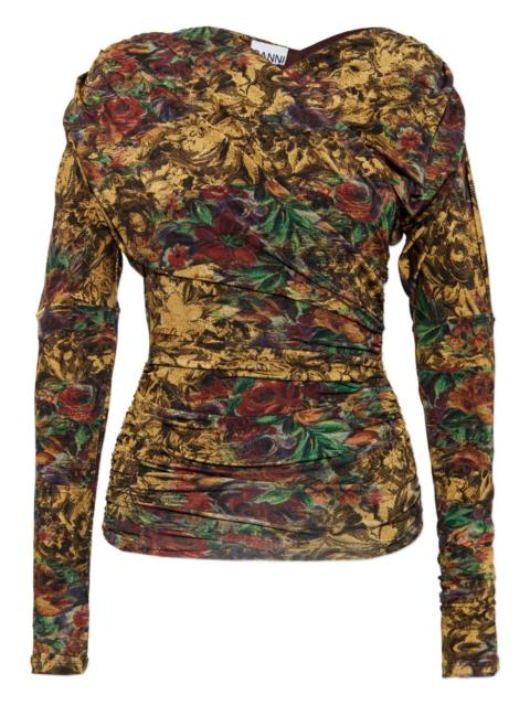floral long-sleeve top