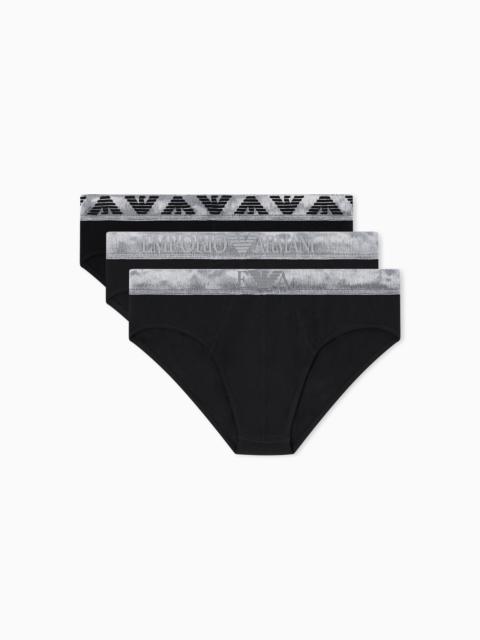THREE-PACK OF ASV SHINY LOGOBAND ORGANIC JERSEY BRIEFS