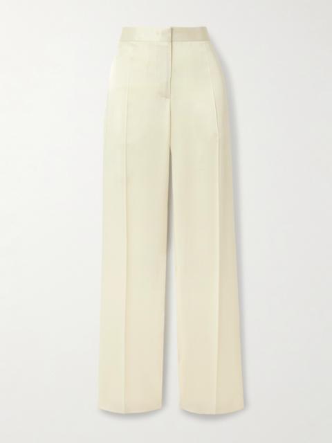 Pleated Satin Straight-leg Pants