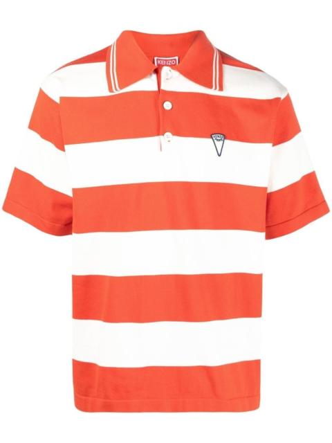 logo-print striped polo shirt