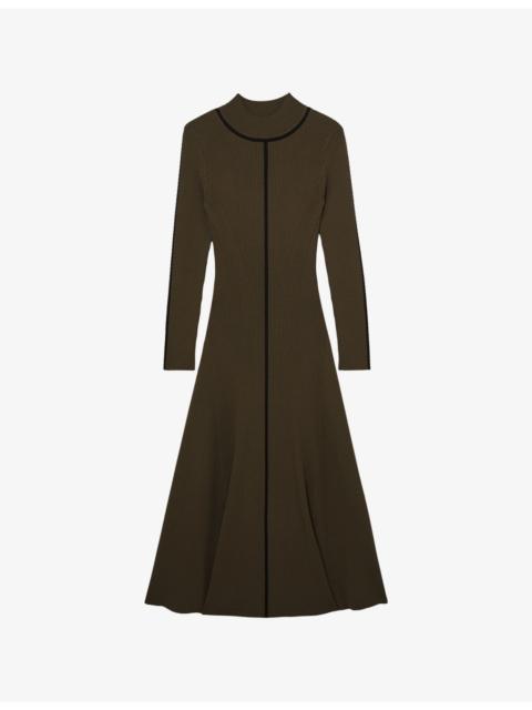 Polly Contrast-Stitch Knitted Midi Dress