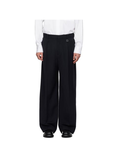 Navy Folding Wide Trousers