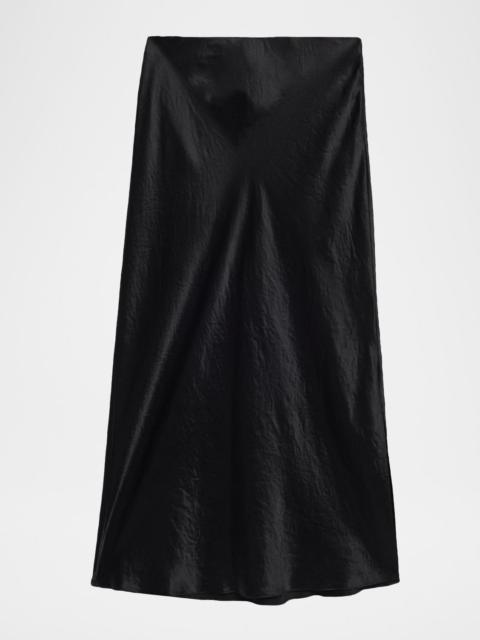 Side-Slit Satin Slip Skirt